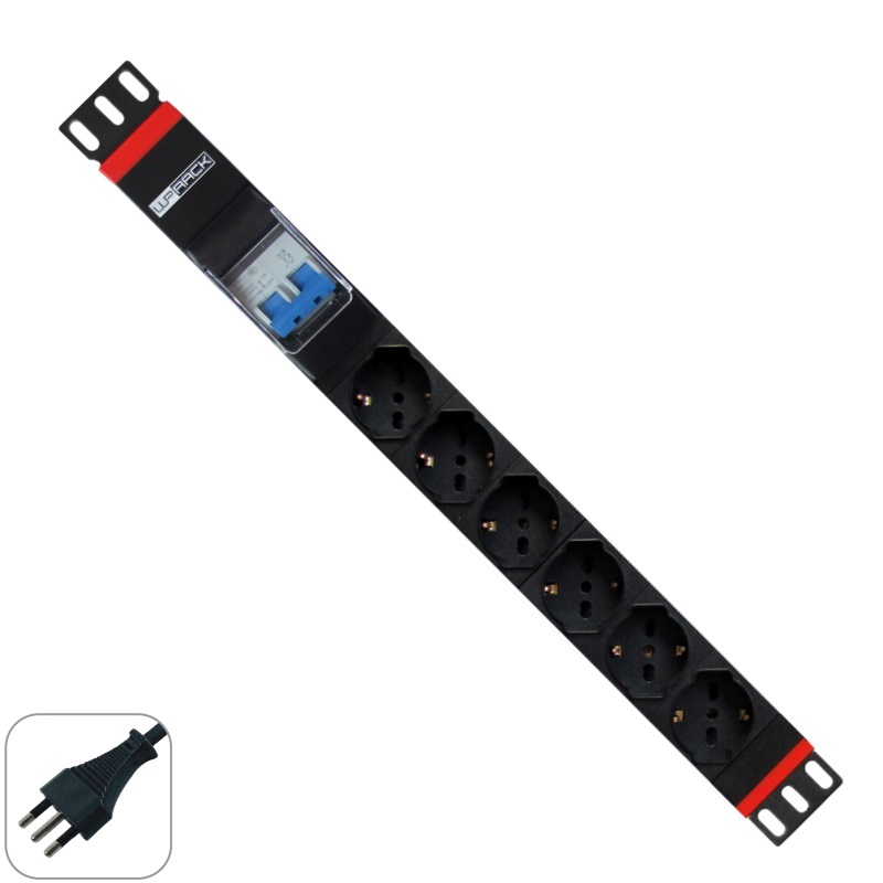 WPN-PDU-I02-06 | 19" RACK PDU MIT 8 SCHUKO-STECKDOSEN, ITALIAN-STECKER | WP Rack | distributori informatica