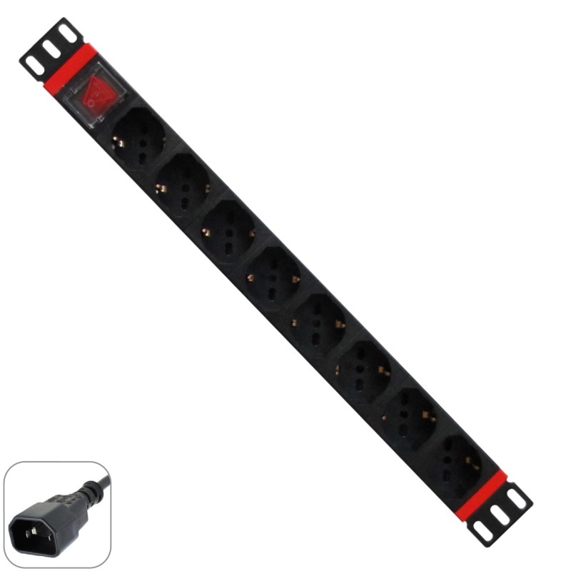 WPN-PDU-C01-08 | 19" RACK PDU MIT 8 SCHUKO-STECKDOSEN, IEC320 C14 STECKER | WP Rack | distributori informatica