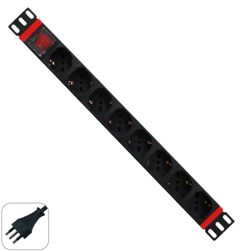 WPN-PDU-I01-08 | 19" RACK PDU MIT 8 SCHUKO-STECKDOSEN, ITALIAN-STECKER | WP Rack | distributori informatica