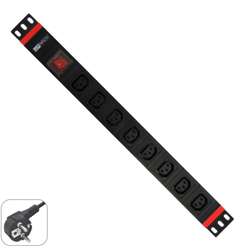 WPN-PDU-G05-08 | 19" RACK PDU MIT 8 IEC C13-STECKDOSEN, SCHUKO-STECKER | WP Rack | distributori informatica