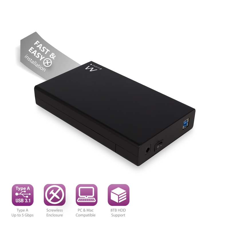 EW7056 | Schraubenloses USB-3.1 3,5-Zoll-SATA-Festplattengehäuse | Ewent | distributori informatica