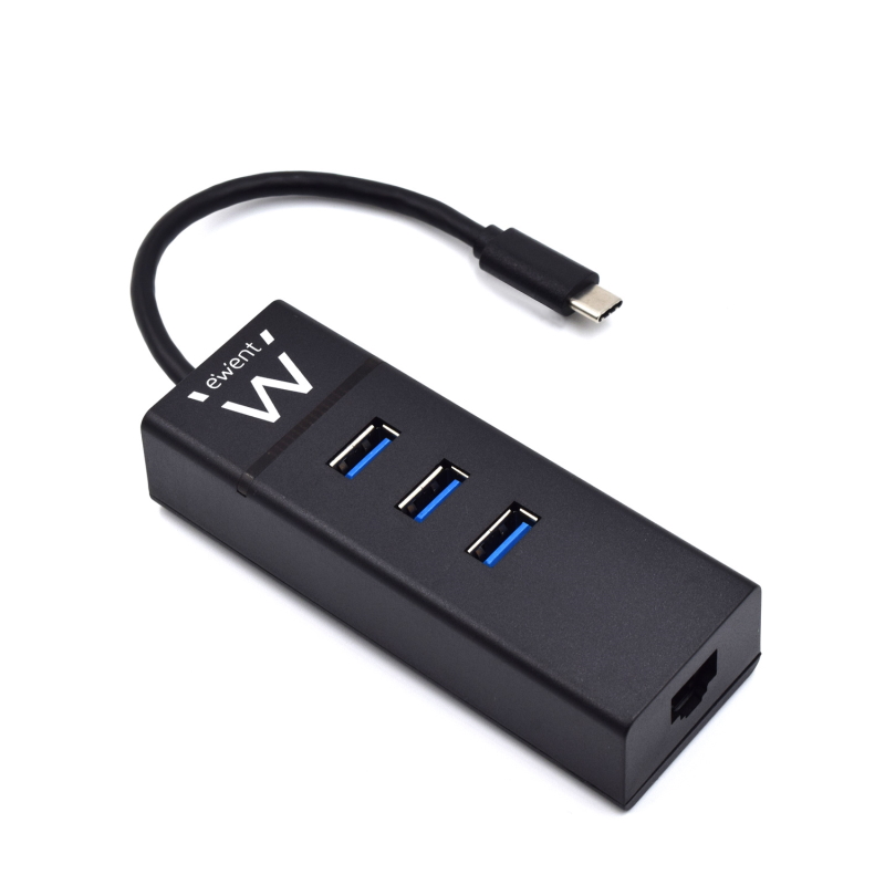 EW1141 | 3-Port USB 3.1 Gen1 (USB 3.0) Hub Type C with Gigabit networ | Ewent | distributori informatica