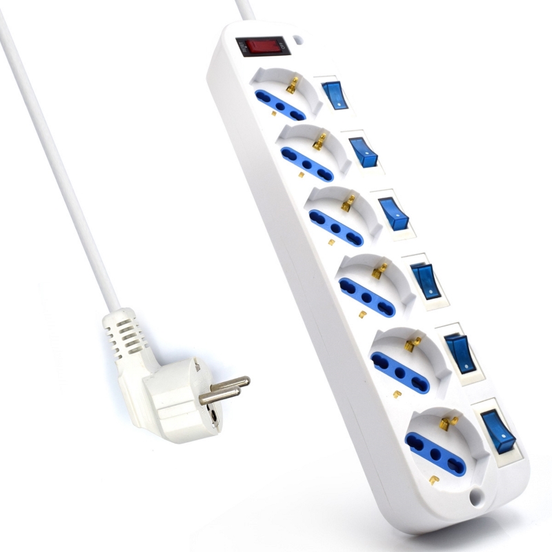 EW3932-5M | PowerStrip 6-way with surge protection and individual switch | Ewent | distributori informatica