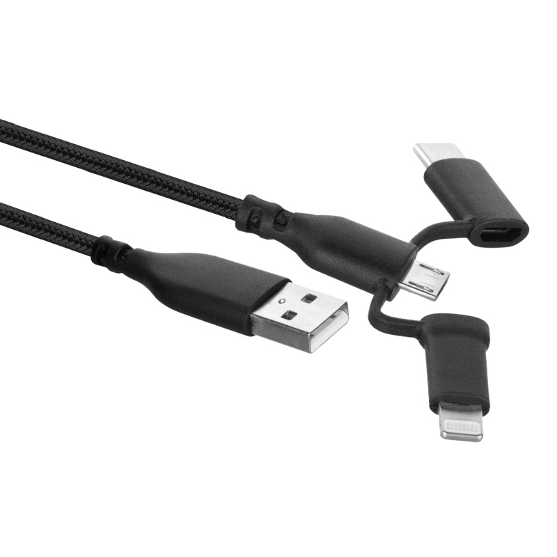 EW1376 | 3-in-1-USB-A-zu-Lightning-, -USB-C- und -Micro-USB-Kabel | Ewent | distributori informatica