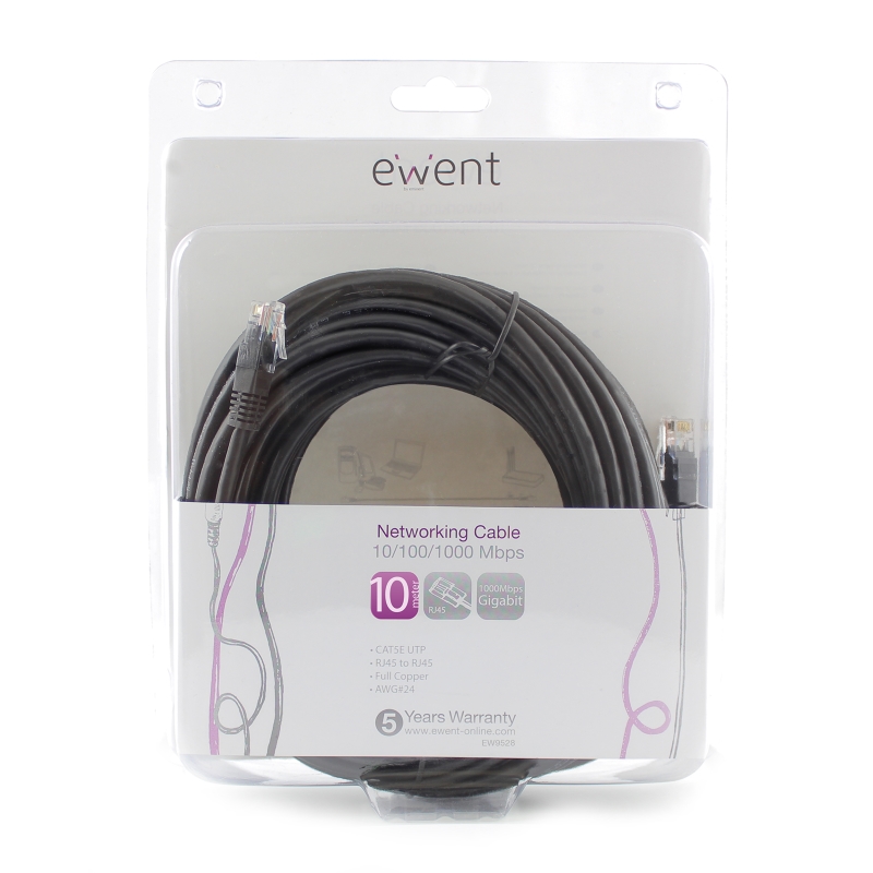 EW9528 | Patch cable CAT. 5e UTP 10.0m black | Ewent | distributori informatica