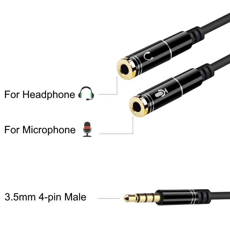 EC1641 | Cable Audio Jack 3.5/M 4pines - 2xJack 3.5/H 3pines, 0,30m | Ewent | distributori informatica