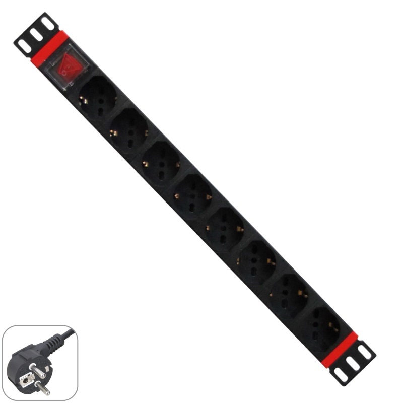 WPN-PDU-G01-08 | 19" RACK PDU CON 8 ENCHUFES SCHUKO, SCHUKO CONECTOR | WP Rack | distributori informatica