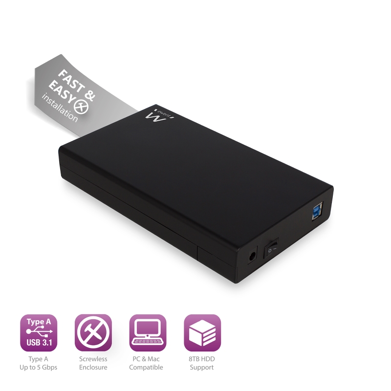 EW7056 | Carcasa para HDD SATA de 3,5 pulgadas sin tornillos USB 3.1 | Ewent | distributori informatica