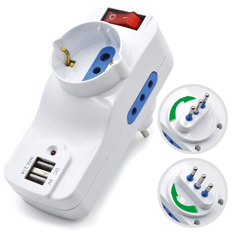 WY13035 | Adattatore Compatto Bianco, 1 Schuko 2 USB-Spina Rotante 10A | OMB | distributori informatica