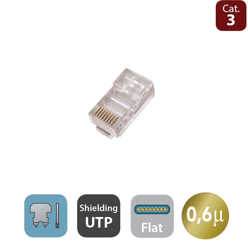 WPC-MDP-882-3U-F06 | CONECTOR MODULAR SIN APANTALLAR, 8P8C PARA CABLE PLANO | WP Cabling | distributori informatica