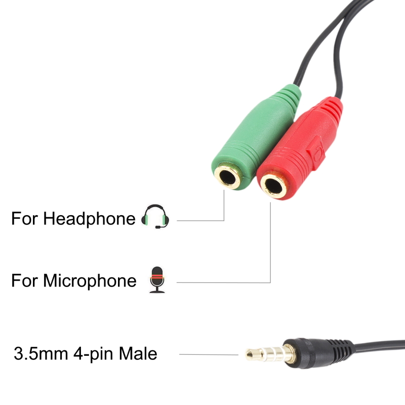 EC1640 | Cavo audio Jack 3.5 / M 4 pin - 2xJack 3.5 / F 3 pin, 0,15m | Ewent | distributori informatica