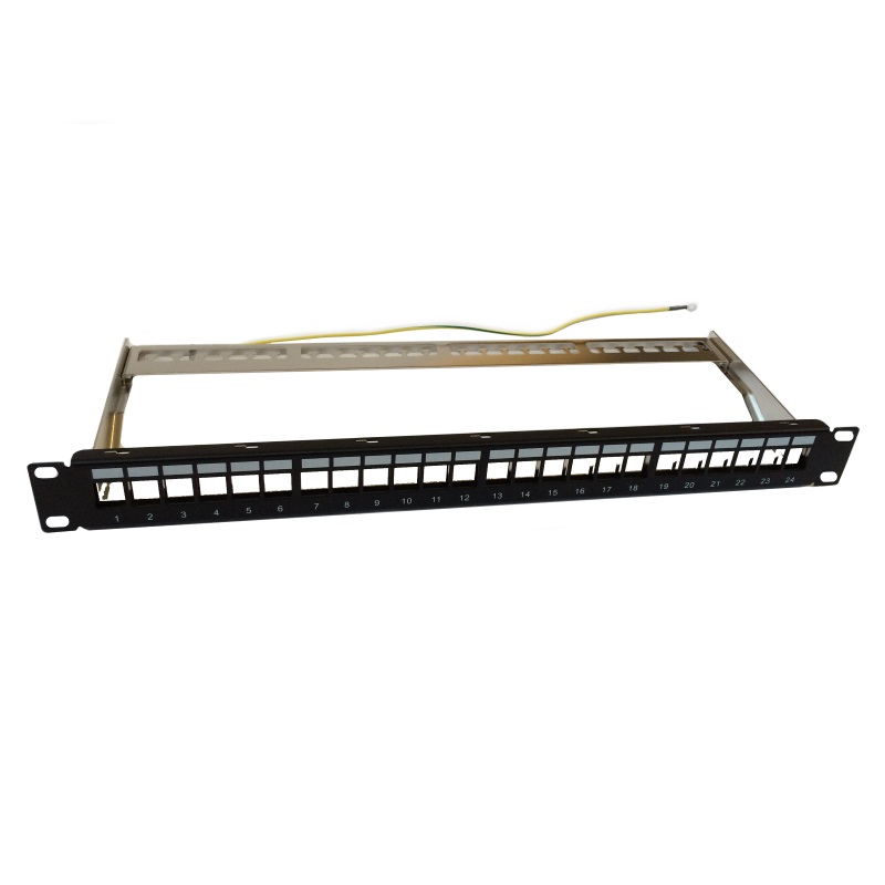 WPC-PAN-BS24 | PATCH PANEL MODULARE 24 POSTI STP CAT5E/6 CON CABLE MANAGER | WP Cabling | distributori informatica