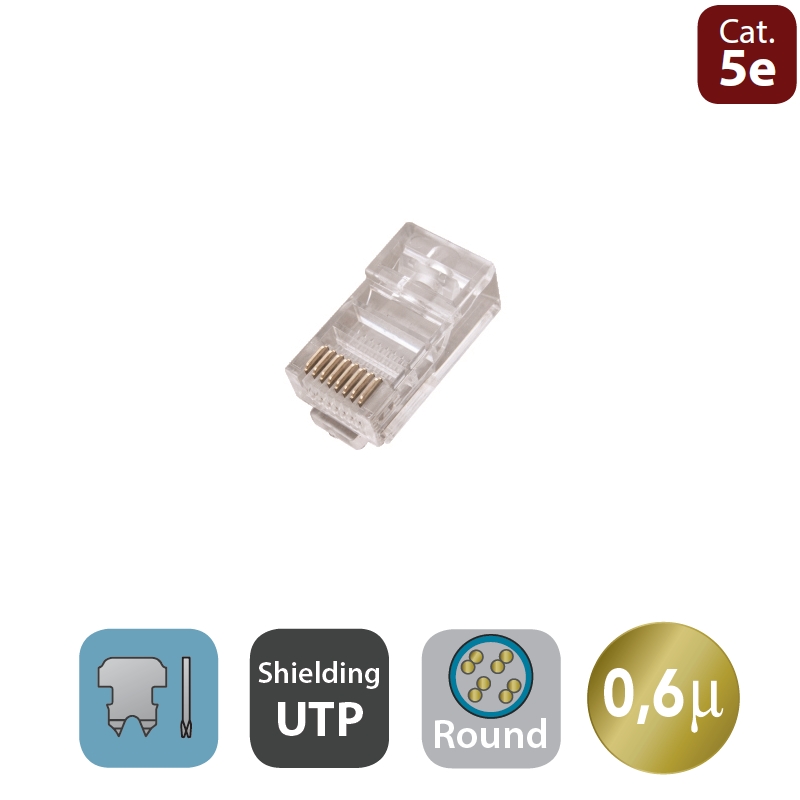 WPC-MDP-882-5U-R06 | PLUG CAT.5e RJ45 UTP PER CAVO TONDO FLESSIBILE | WP Cabling | distributori informatica